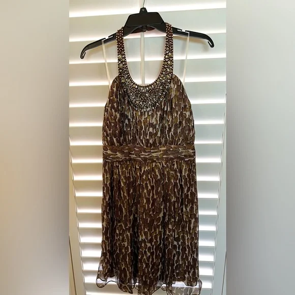 Sparkly animal print halter top dress with jeweled collar - Picture 1 of 7